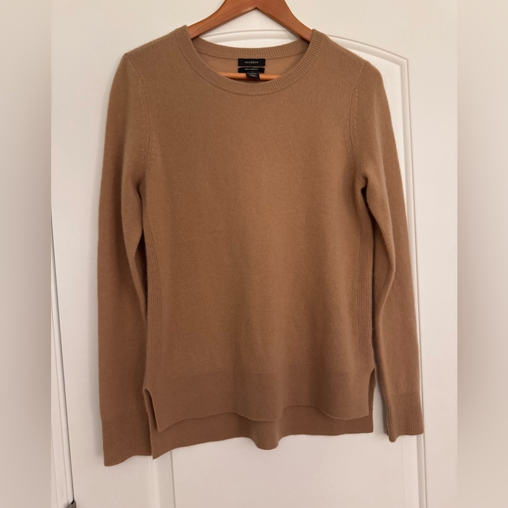 Tan Cashmere Crewneck Sweater